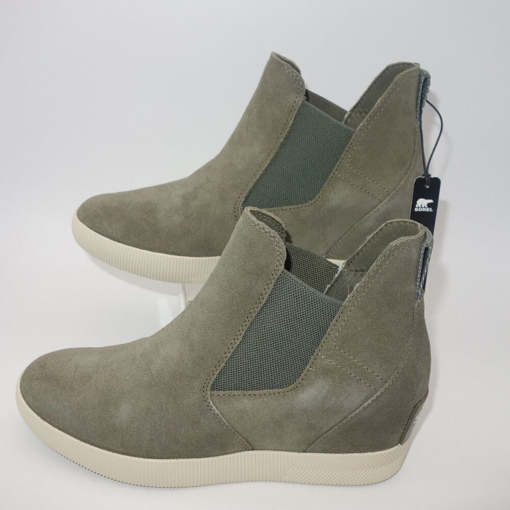 NEW Sorel Women's  6.5 Out N About Slip-On Wedge Bootie Stone Green